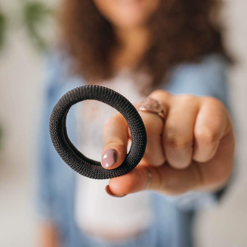 Burlybands Large Hair Ties for Thick, Heavy or Curly Hair - Non-Slip, Non-Damage, Seamless Women's Ponytail Scrunchies - Black, 8 Pcs - Image 3